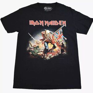 Global Mens Iron Maiden The Trooper Classic Eddie Graphic Black Shirt New Small